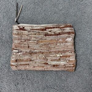 Ink & Alloy metallic rose gold zip clutch pouch bag